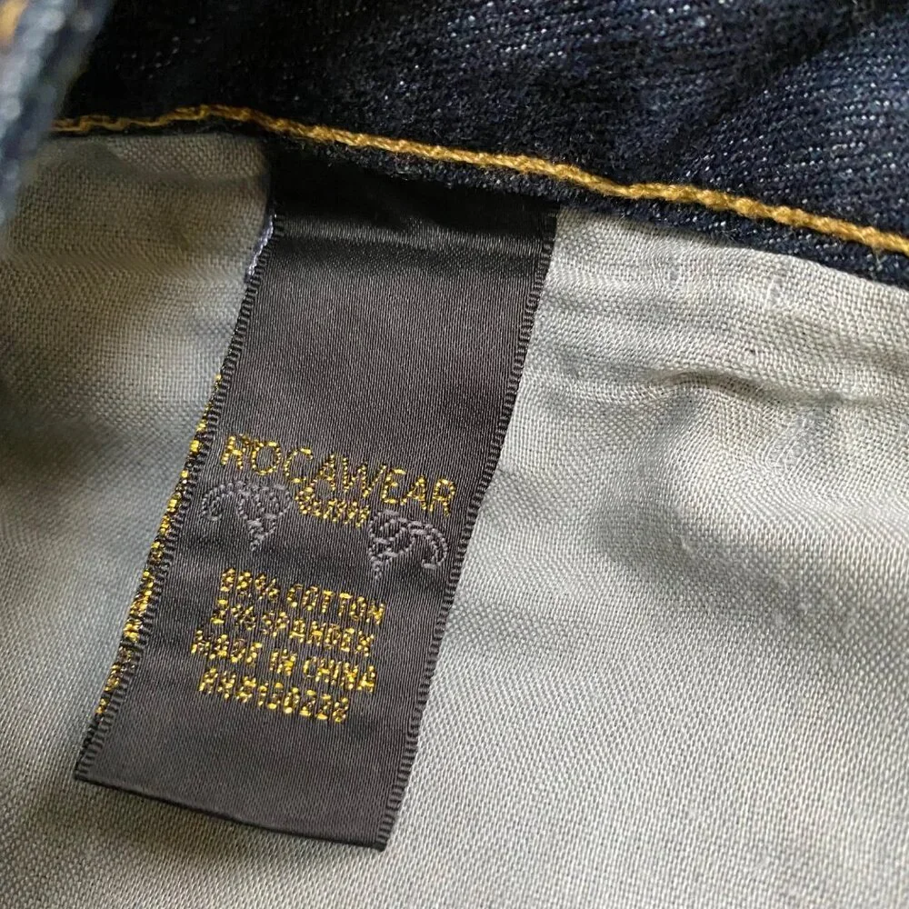 Rocawear Womens Skinny Fit Embroidered Denim Jeans Size 7 Blue Stretch Cotton - Picture 5 of 6